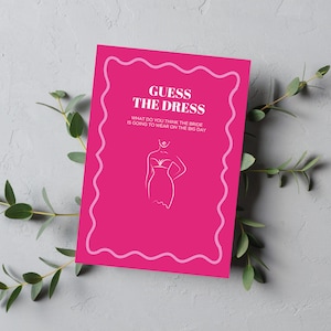 Guess The Dress | Hens & Bridal Shower Party Game | Bachelorette | Pink | Instant Download | Print at Home