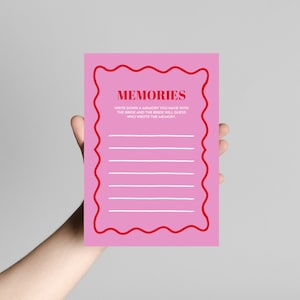 Memories | Modern Hens & Bridal Shower Party Games | Bachelorette Party | Wavy Border | Instant Download | Print at Home