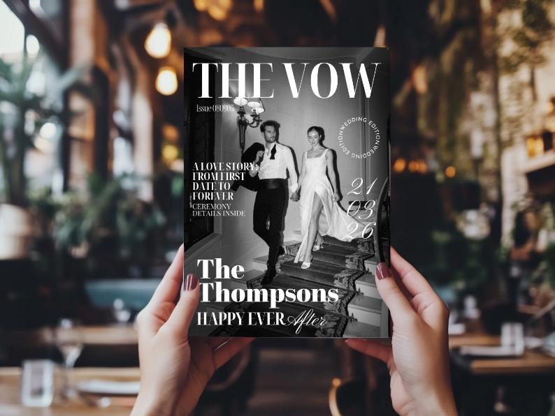 Wedding Magazine Template Canva | Editable Wedding Program | Custom ...