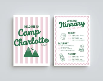 Camp Bachelorette Itinerary Template | Editable Canva Weekend Itinerary | Glamping Party | Camp Bach | Last Trail Before the Veil | Digital