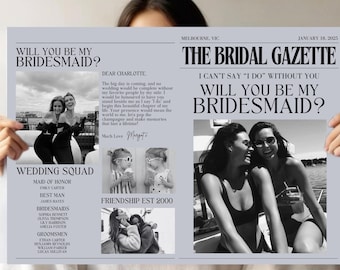 Bridesmaid Proposal Paper | Newspaper Bridesmaid Proposal | Maid of Honor Proposal Card | Will You Be My Bridesmaid Card | Canva Template