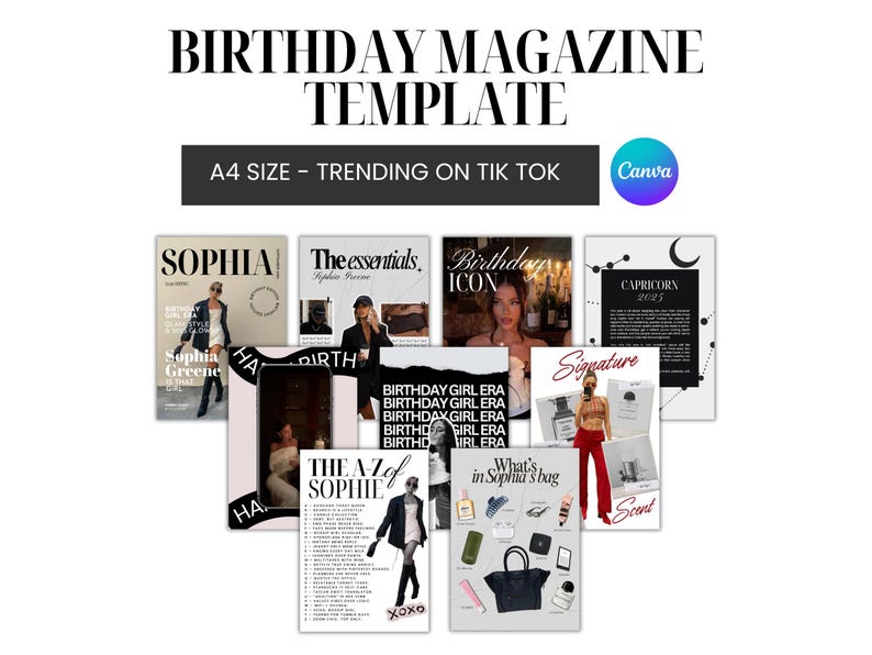 Canva Birthday Magazine Template | Personalized Custom Birthday Gift ...