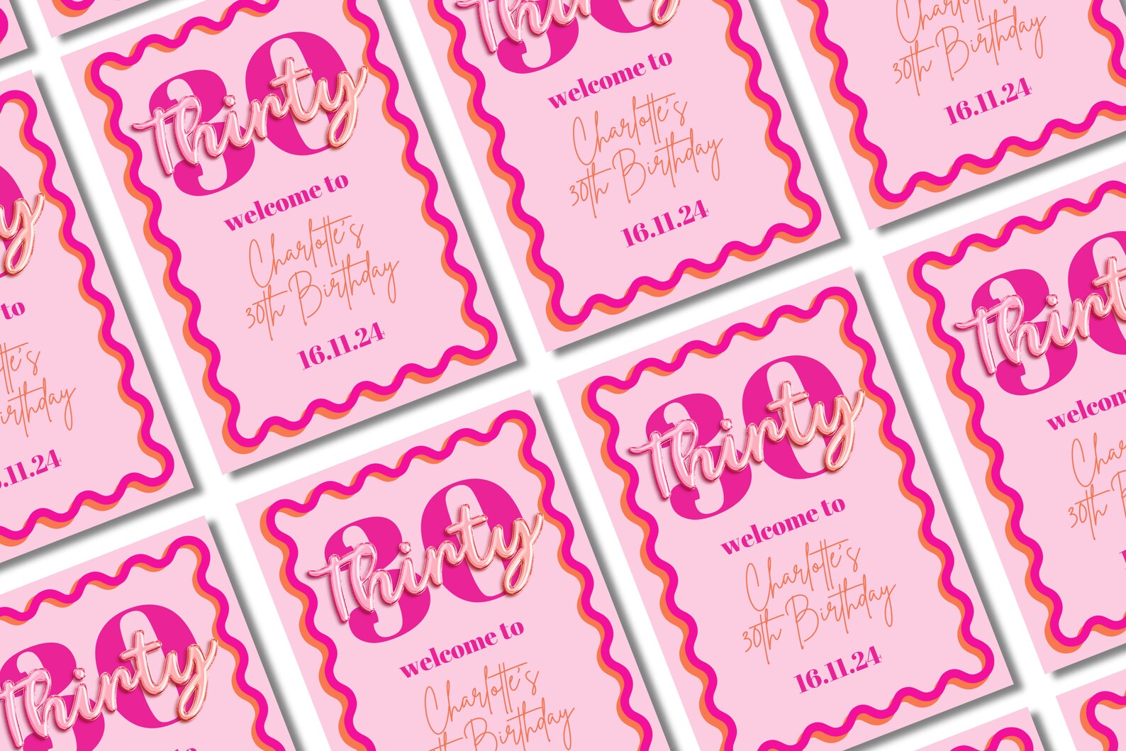 Welcome Sign | 30th Birthday | Wavy Border | Digital Download | Edit ...