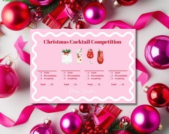Christmas Cocktail Score Card | Christmas Games | Holiday Season | Christmas Party Games | Festive Spirit | Digital Download