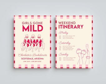 Girls Gone Mild Invite Template Bachelorette Weekend Itinerary Digital