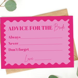 Carte Conseils | Poules et douche nuptiale | Future mariée | Célibataire | Rose | Téléchargement instantané | Impression à la maison