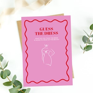 Guess The Dress | Hens & Bridal Shower Party Game | Bachelorette | Pink + Red | Instant Download | Print at Home