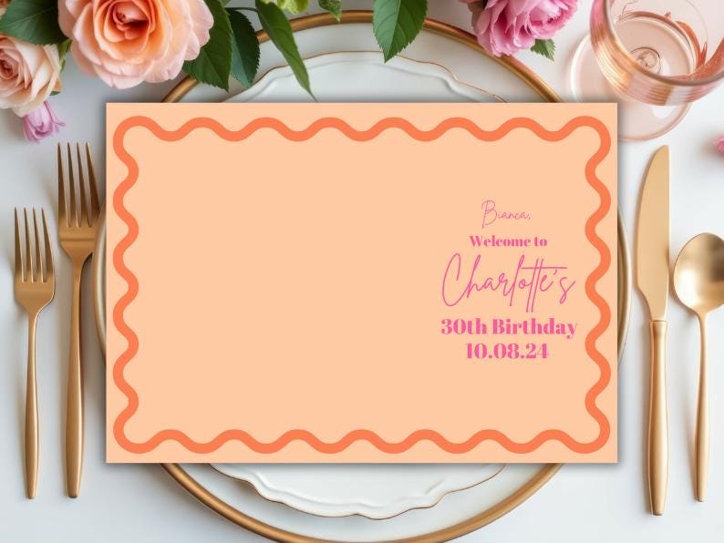 Customizable Welcome Menu Placemat Template | Baby Shower | 18th, 21st, 30th Birthday | Personalized | Customizable | Canva Template
