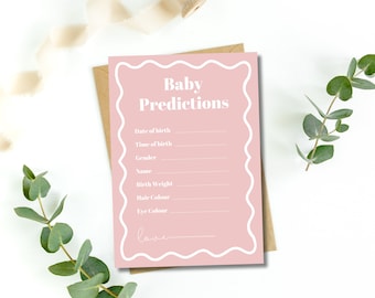 Baby Predictions | Modern Baby Shower Party Games | Baby Shower | Wavy Border | Pink & Blue | Instant Download | Print at Home