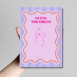 Guess The Dress | Hens & Bridal Shower Party Game | Bachelorette | Purple | Orange | Pink | | Instant Download | Print at Home