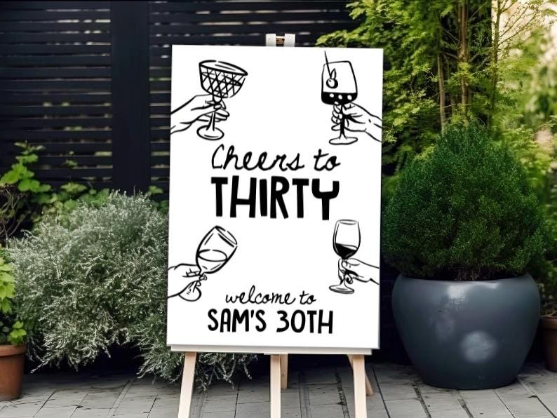 30th Birthday Welcome Sign Template | 30th Birthday Sign | Cheers to 30 ...