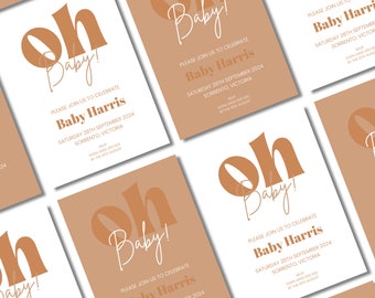 Baby Shower Invitation | Neutral | Peach | Spring Baby Shower | Personalized Baby Shower | Customizable | Canva Template