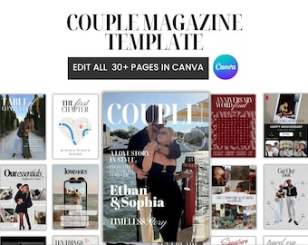 Canva Couple Magazine Template | Custom Anniversary gift for boyfriend | First Wedding Anniversary | Printable Gifts for him and her