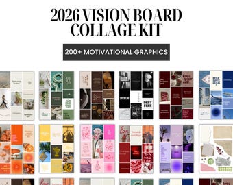Collageset Vision Board 2026 | Afdrukbare moodboard- en plakboekafbeeldingen | Knutselavond feestactiviteit | Doelmanifestatie | Digitale download