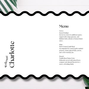 Menü-Tischset-Vorlage | Anpassbares Canva Menü | DIY druckbares Event-Menü