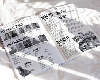 Newspaper Wedding Program Template | Editable Wedding Newspaper Program | Folded Wedding Newspaper | Canva Wedding Newspaper Template