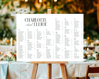 Luxury Wedding Alphabetical Seating Chart Template | Old Money Wedding Seating Sign | Printable Seating Chart | Edit With Canva
