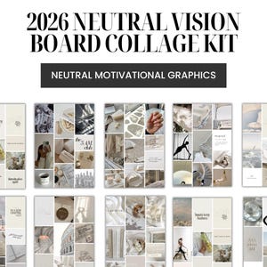 2026 Neutral Vision Board Collage Kit | Printable Mood Board & Scrapbook Images | Craft Night Party Activity | Goal Manifestation | Digital