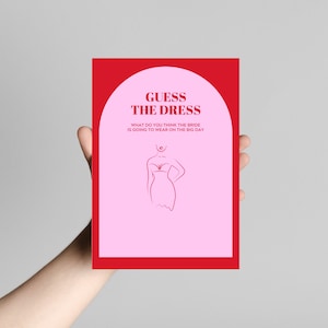 Guess The Dress | Hens & Bridal Shower Party Game | Bachelorette | Arch Pink + Red | Instant Download | Print at Home