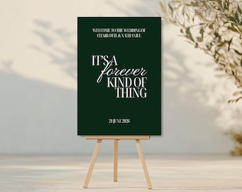 Luxury Old Money Wedding Welcome Sign | Green & Cream Elegant Wedding Sign | Vintage Welcome To Our Wedding | Canva Editable Template