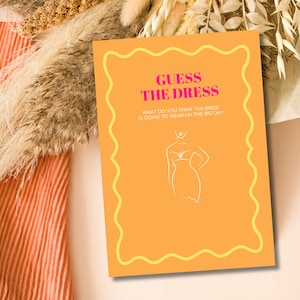 Guess The Dress | Hens & Bridal Shower Party Game | Bachelorette | Pink + Orange | Instant Download | Print at Home