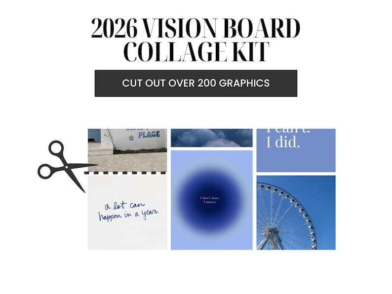 2026 Vision Board Collage Kit | Printable Mood Board & Scrapbook Images ...