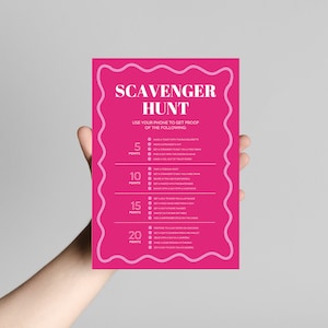 Scavenger Hunt | Modern Hens & Bridal Shower Party Games | Bachelorette Party | Wavy Border | Instant Download | Print at Home