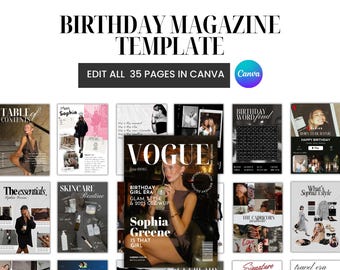Canva Birthday Magazine Template | Personalized Custom Birthday Gift For Best Friend | Editable Birthday Keepsake | Bestie | Gift For Her