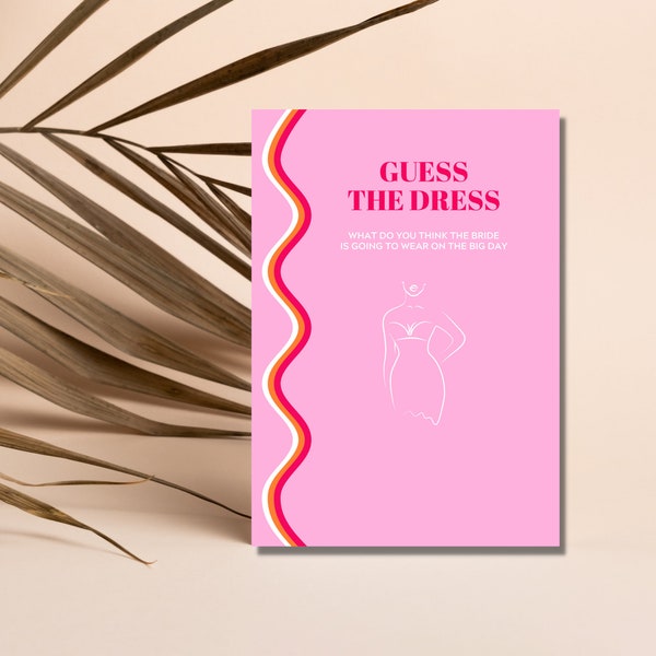 Guess The Dress | Hens & Bridal Shower Party Game | Bachelorette | Pink + Red | Instant Download | Print at Home