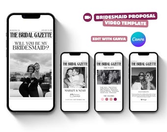 Bridesmaid Newspaper Proposal Video | Animated Bridesmaid Proposal | Digital Bridesmaid Invite | Edit With Canva