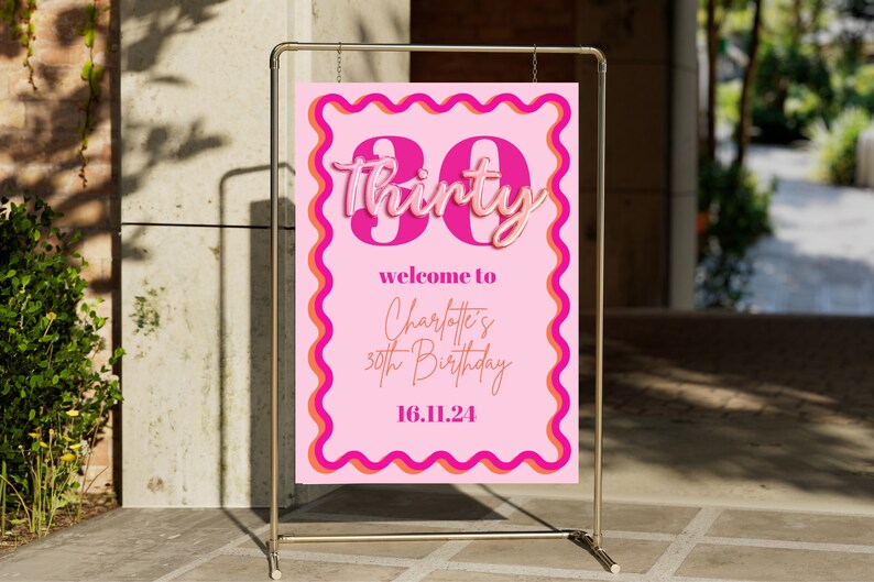 Welcome Sign | 30th Birthday | Wavy Border | Digital Download | Edit ...