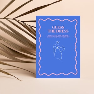Guess The Dress | Bridal Shower Game | Hens Party | Bachelorette Activity | Blue & Pink Design | Instant Download | Print at Home