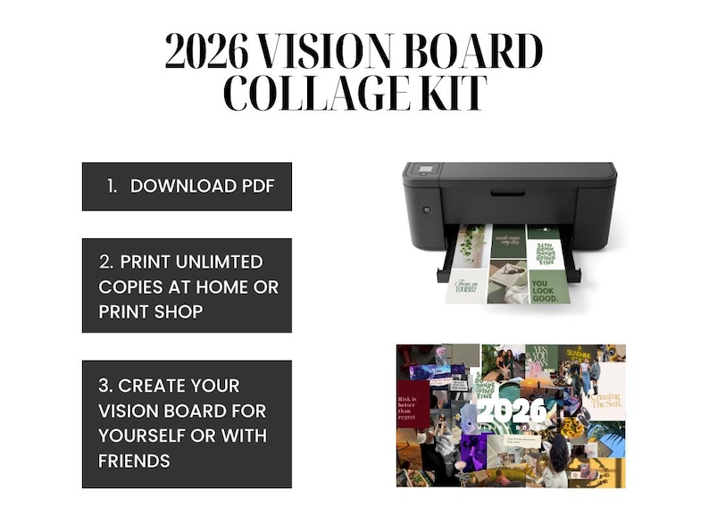 2026 Vision Board Collage Kit | Printable Mood Board & Scrapbook Images ...