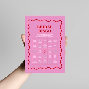 Bridal Bingo | Modern Hens & Bridal Shower Party Games | Bachelorette Party | Wavy Border | Instant Download | Print at Home