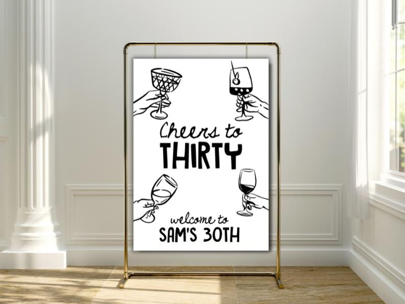 30th Birthday Welcome Sign Template | 30th Birthday Sign | Cheers to 30 ...