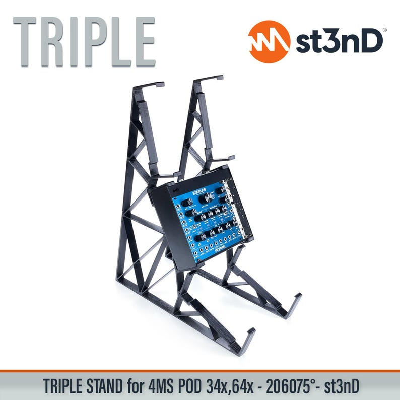 TRIPLE STAND for 4MS Pod 34x / 64x - Powered - 206075 Degrees - st3nD - 3d Printed image 3