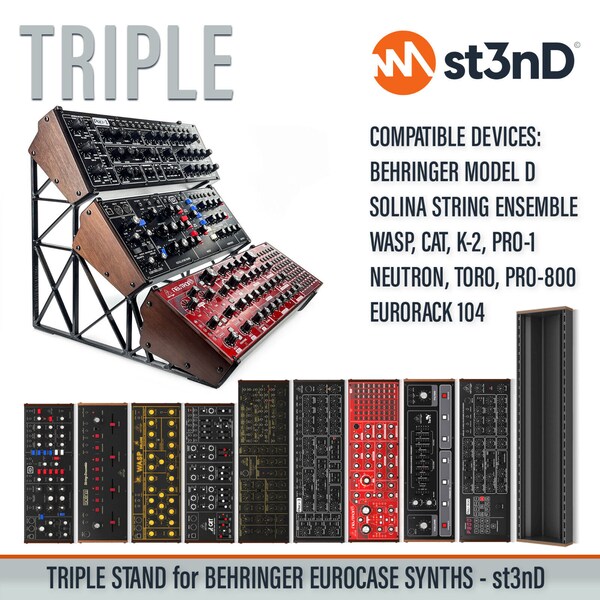 TRIPLE STAND for BEHRINGER Eurorack 104, Instruments and Synths - 3d Printed - st3nD