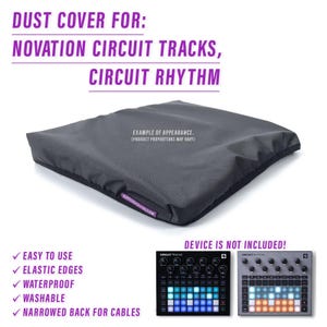 Peut inclure: Une housse anti-poussière grise pour les appareils de production musicale Novation Circuit Tracks et Circuit Rhythm. La housse est fabriquée dans un matériau doux et durable et présente des bords élastiques pour un ajustement sûr. La housse est imperméable et lavable, ce qui permet de garder vos appareils propres et protégés. La housse a également un dos rétréci pour un accès facile aux câbles.