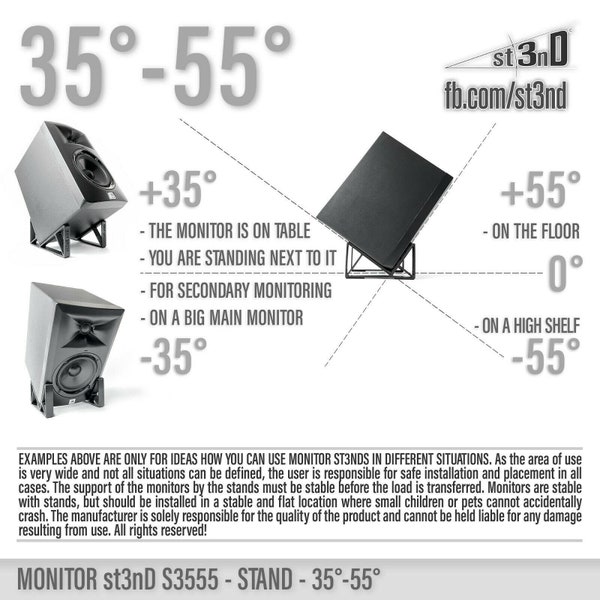 STAND for STUDIO MONITORS - 2in1 - 35 & 55 Degrees -  Studio Equipment - st3nD