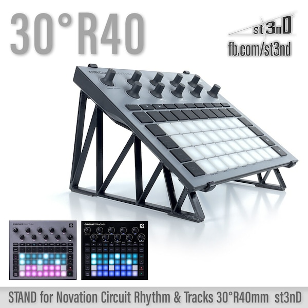 STAND for Novation Circuit RHYTHM / TRACKS - 30 Degrees - Raised (by 40mm) - 3D printed - st3nD