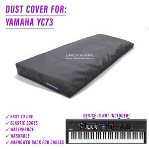 Puede incluir: Funda antipolvo negra para un teclado Yamaha YC73. La funda tiene bordes elásticos, es impermeable, lavable y tiene una parte posterior estrecha para cables. El teclado no está incluido.