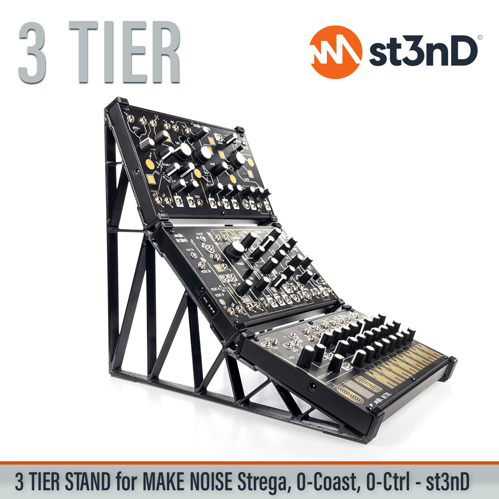 3 TIER STAND for Make Noise 0-Coast / 0-Ctrl / Strega - 20, 45, 65 Degrees - 3D Printed - st3nD