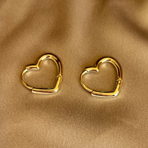 18k Gold Plated Heart Huggie Hoop Earrings