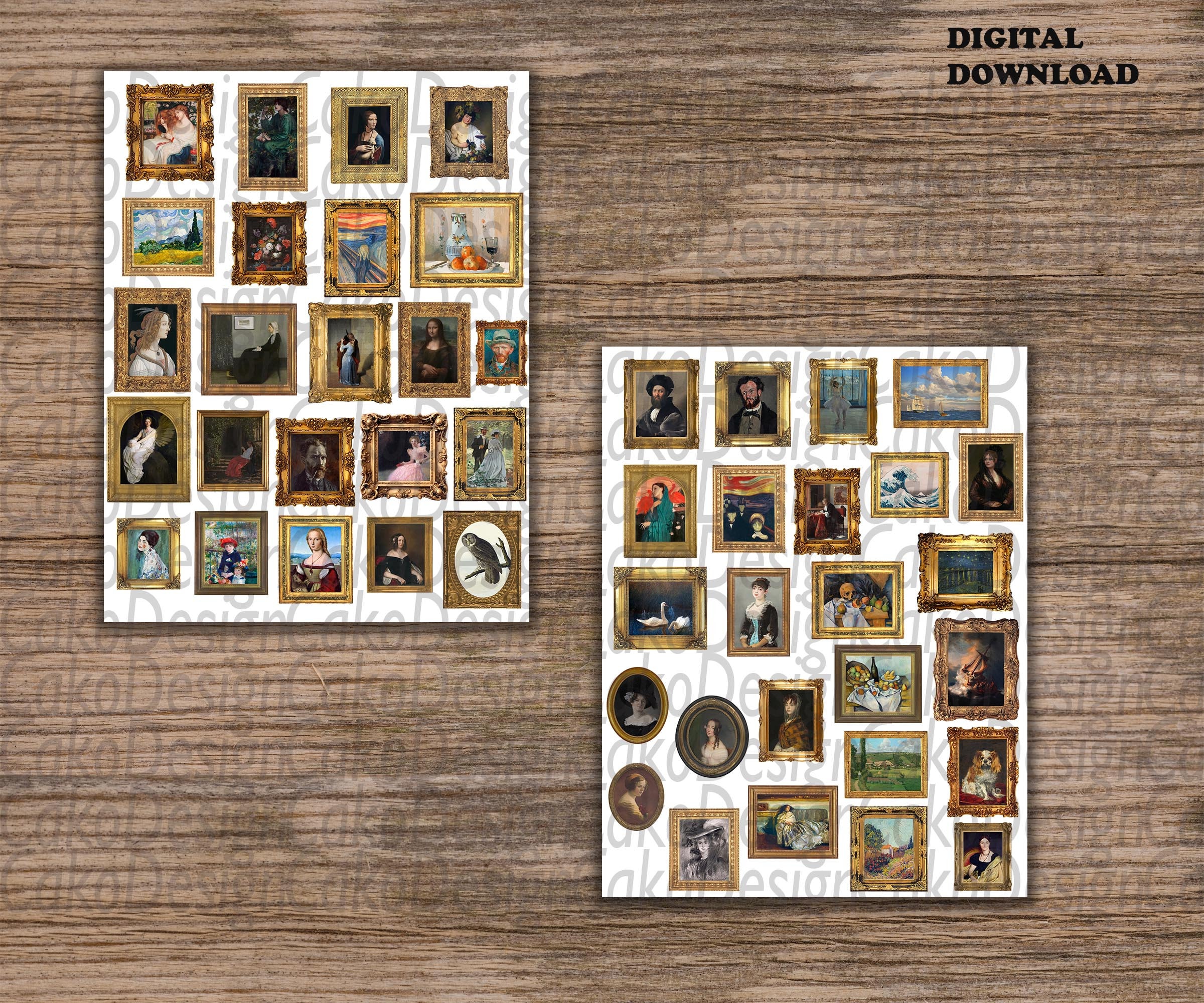 Mini Framed Famous Paintings Collage Sheets, Frames Junk Journal ...