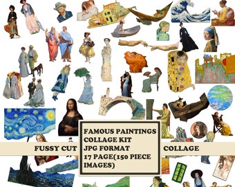 Famous Paintings Collage Sheets For Craft,Junk journal kit,Fussy Cuts