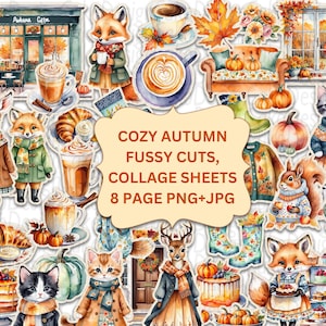 Gezellige herfstachtige snitten, kortstondige herfst, afdrukbare stickers