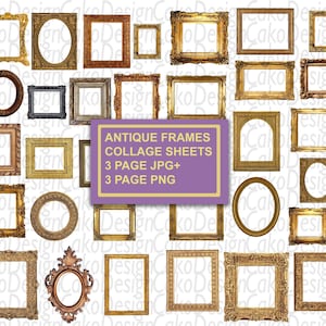 Antique Frames Collage Sheets, Frames Fussy Cut,Frame Junk Journal