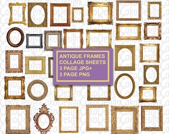 Antique Frames Collage Sheets, Frames Fussy Cut,Frame Junk Journal