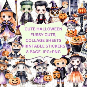 Niedliche Halloween Fussy Schnitte Halloween Aufkleber, Collage Sheets