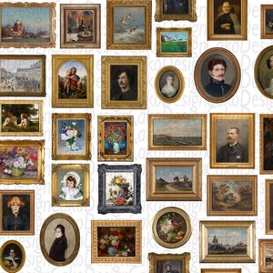 Framed Antique Mini Paintings Collage Sheets for craft,printable stickers